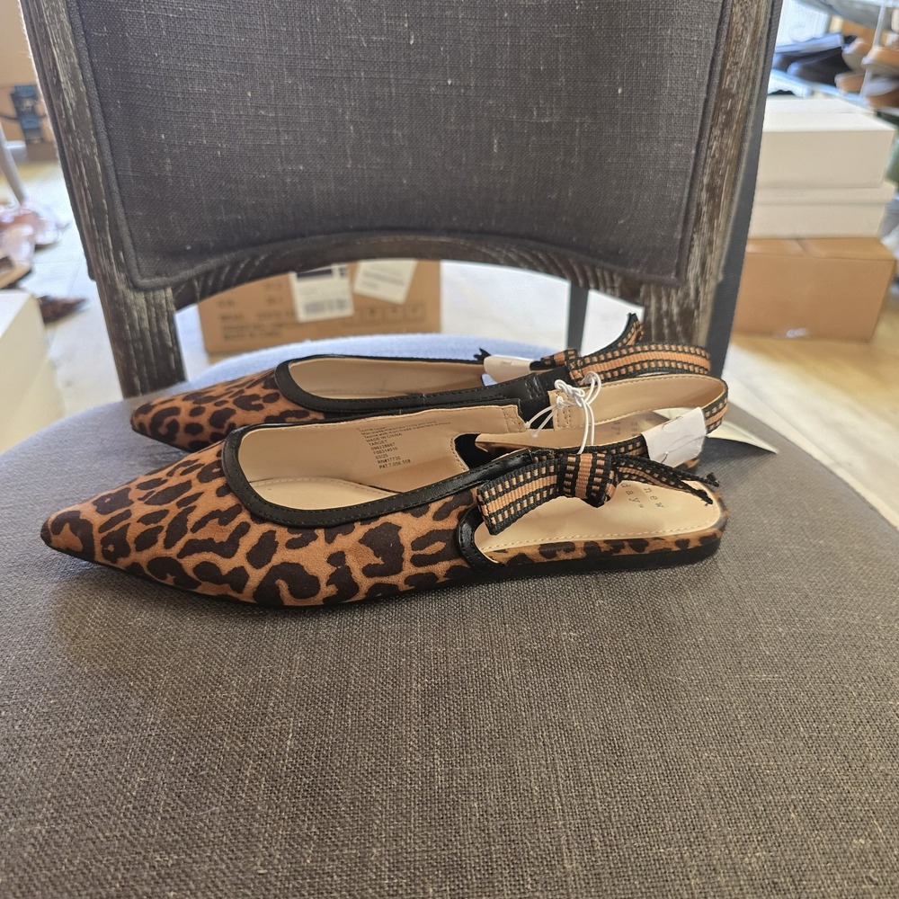 Women's London Sling Back Flats A New Day Brown Animal Print Size 7 NWT - Picture 3 of 4